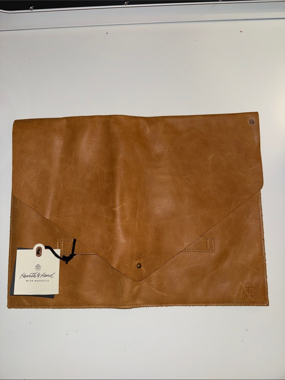 NWT Hearth & Hand Tan Leather Laptop Envelope Sleeve